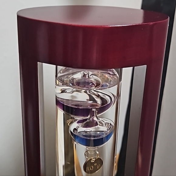 NIB. New In Original Box Cherry finish Galileo Thermometer with Wood Frame - Picture 4 of 12